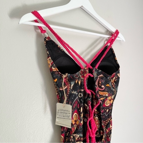NWT Byron Bay Women's Taylor One Piece Swimsuit in Paisley Black Pink Size 10 - Picture 7 of 12